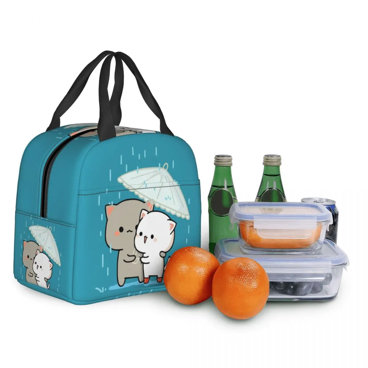 Couple Mochi Cat Peach And Goma Thermal Insulated Lunch Bags Women Lunch  Container For Kids School Children Storage Food Box