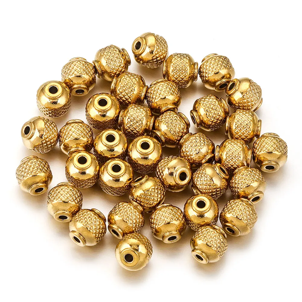 20pcs perles en acier en acier en acier en acier 4'1.5mm/6'2.5mm perles d'espaceur rond s'alignent, bijoux d'ornement de collier perles lâches - France