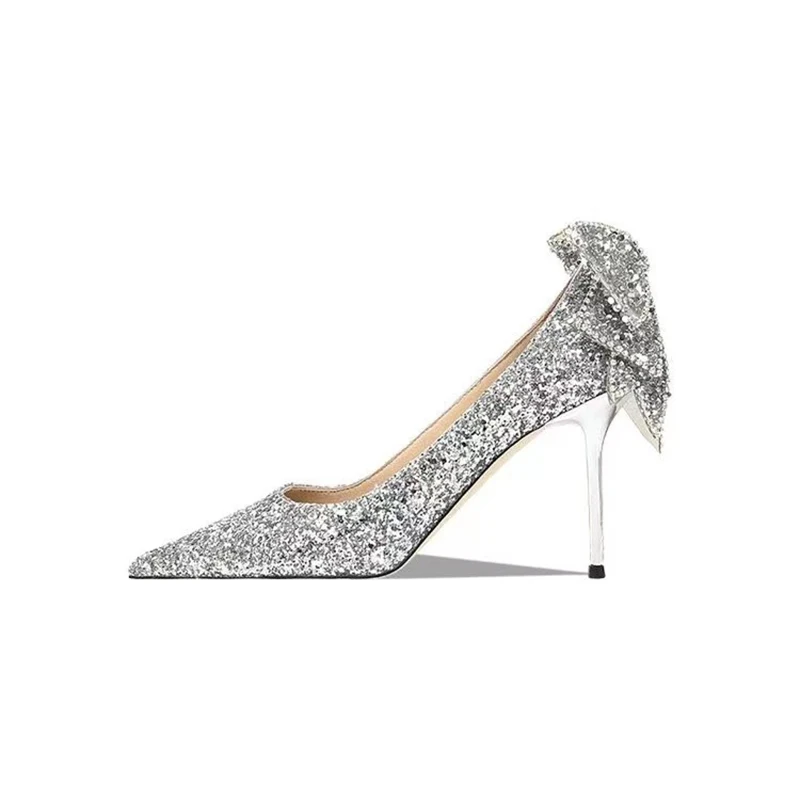 Scarpe Da Donna Con Tacco A Spillo In Paillettes – Punta Cinturino Alla Caviglia, Tacco 13 Cm, Per Matrimonio E Feste
