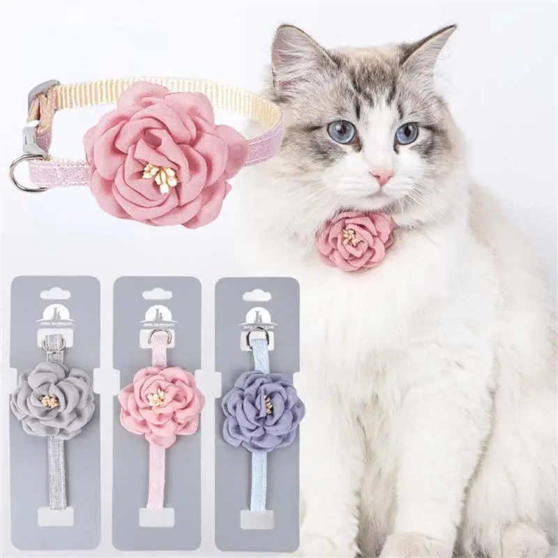 

Ошейник для домашних животных, доступны в трех цветах, эластичный галстук в форме камелии, товары для дома, эластичный ошейник 15 г
