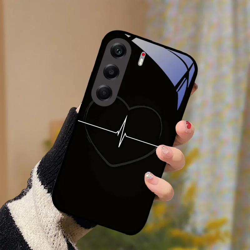 Shockproof Tempered Glass Back Phone Case with Hard Shell Coque