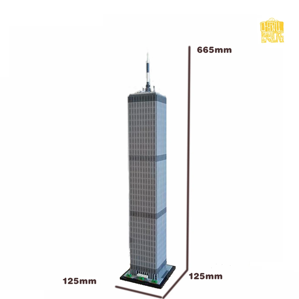 MOC-127129 세계 무역 센터 1 마천루 모델, PDF 드로잉 빌딩 블록 벽돌, 생일 크리스마스 선물