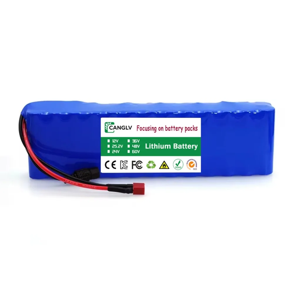 High-Capacity 13S2P 48V 7000mAh 18650 Lithium Battery Pack for Electric Vehicle Motorcycle DIY Kit with 15A BMS 54.6V 2A Charger