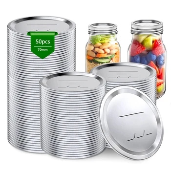 50Pcs Regular Mouth Canning Lids Tinplate Mason Jar Lids Reusable Kerr Jars Airtight Sealed Store Spices Sweets Biscuits Jams 1