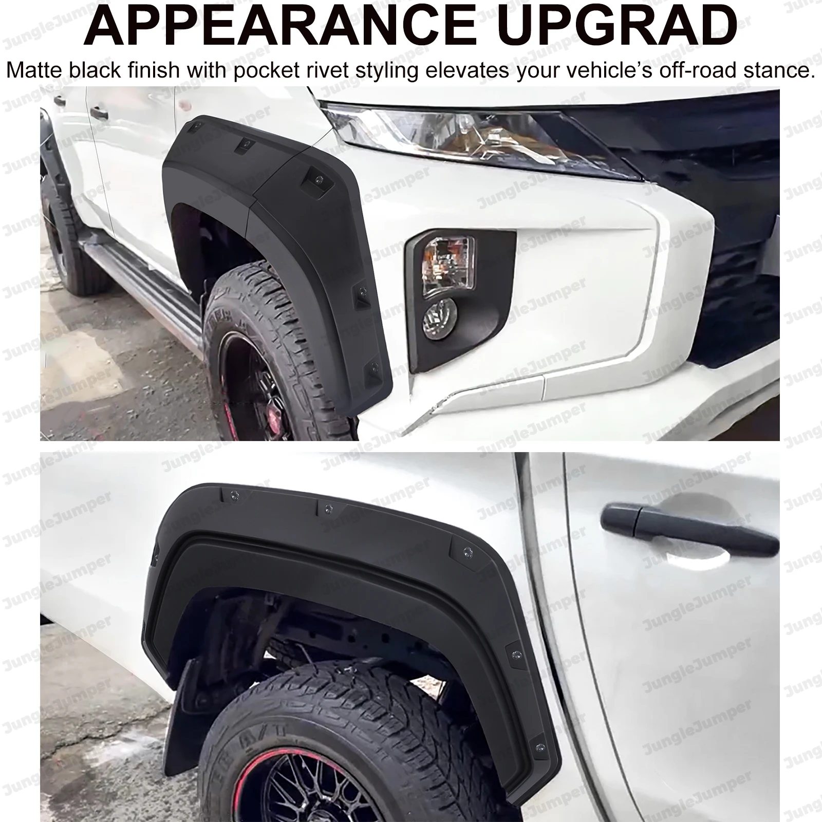미쓰비시 트라이톤 L200 MR 2019-2023용 포켓 스타일 펜더 플레어 커버 휠 아치 머드가드 자동차 액세서리 더블캡 오프로드