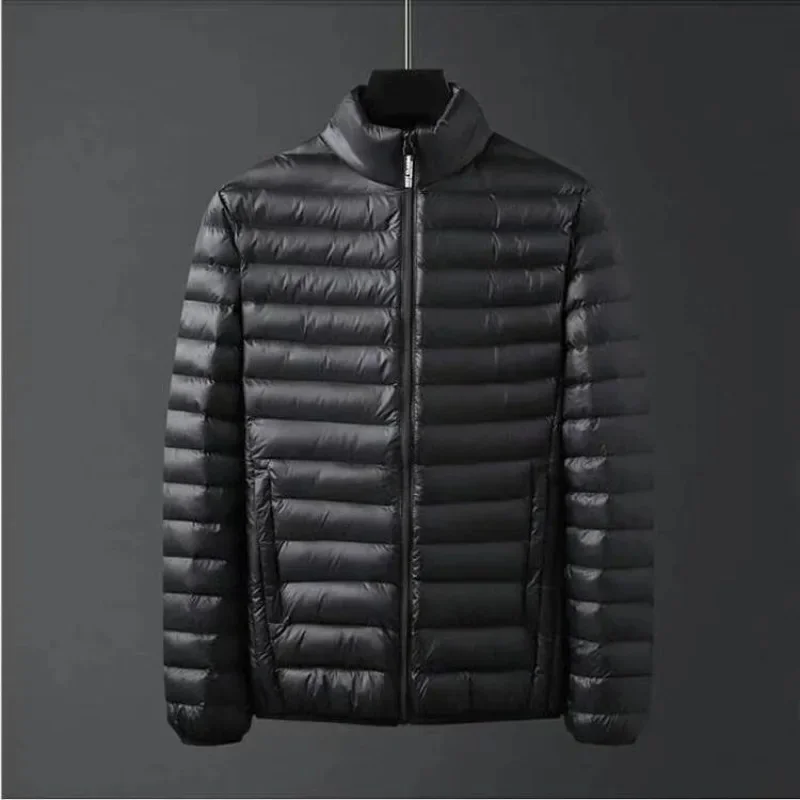 

Lightweight Down Jacket Men Warm Autumn Winter Cotton Coat Zip Parkas Long Sleeve Stand Collar Windproof Outerwear Quilted