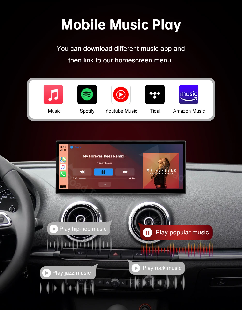 12,3 Zoll RoadTop Wireless CarPlay Multimedia-Display Android Auto Linux Bildschirm für Audi A3 S3 B9 MIB MIB2 2014-2019 Airplay Autolink – Detail 11