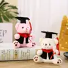 12cm  Bear Keychain Fully Filled Plush Key Ring Bachelor Hat Stuffed Animal Toy Plush Bear Doll Bag Ornament Graduation Gift 2