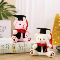 12cm  Bear Keychain Fully Filled Plush Key Ring Bachelor Hat Stuffed Animal Toy Plush Bear Doll Bag Ornament Graduation Gift 2