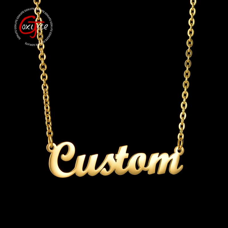 Goxijite Personalized Name Women Men Necklaces Custom Stainless Steel DIY Jewelry For Lovers Friends Family Anniversary Gift