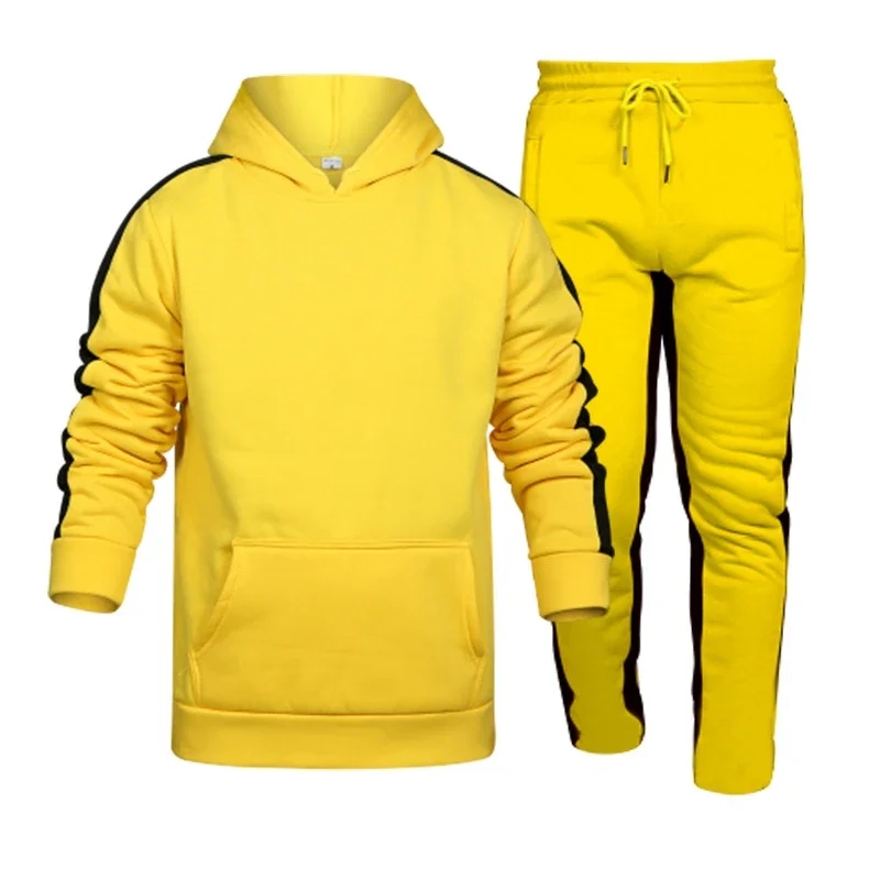 Men Striped Hoodie Pants Casual Tracksuit