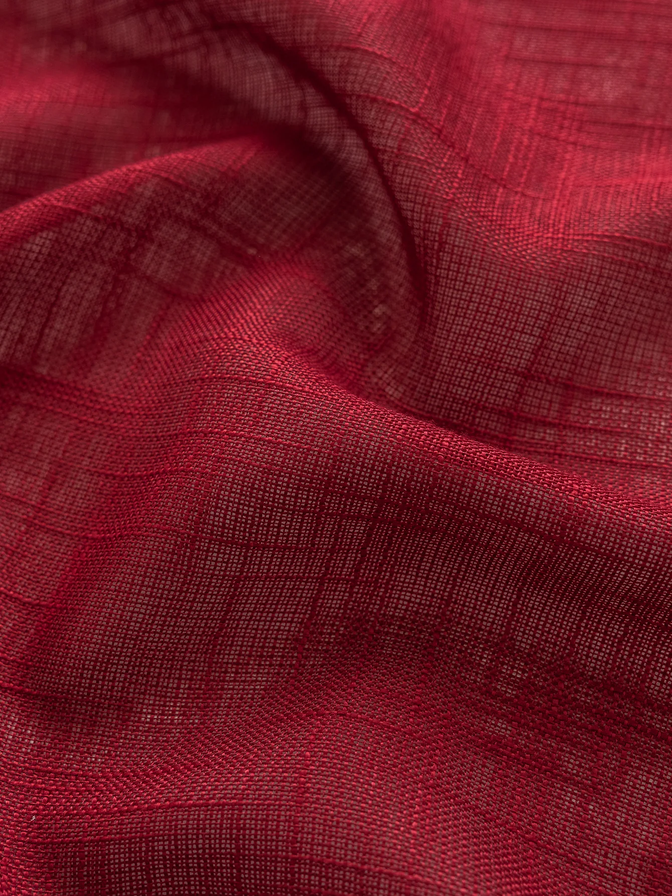 거실용 레드 린넨 커튼, 반투명 창문 커튼, 프라이버시를 위한 그로멧 처리된 텍스처, 크리스마스 침실 장식