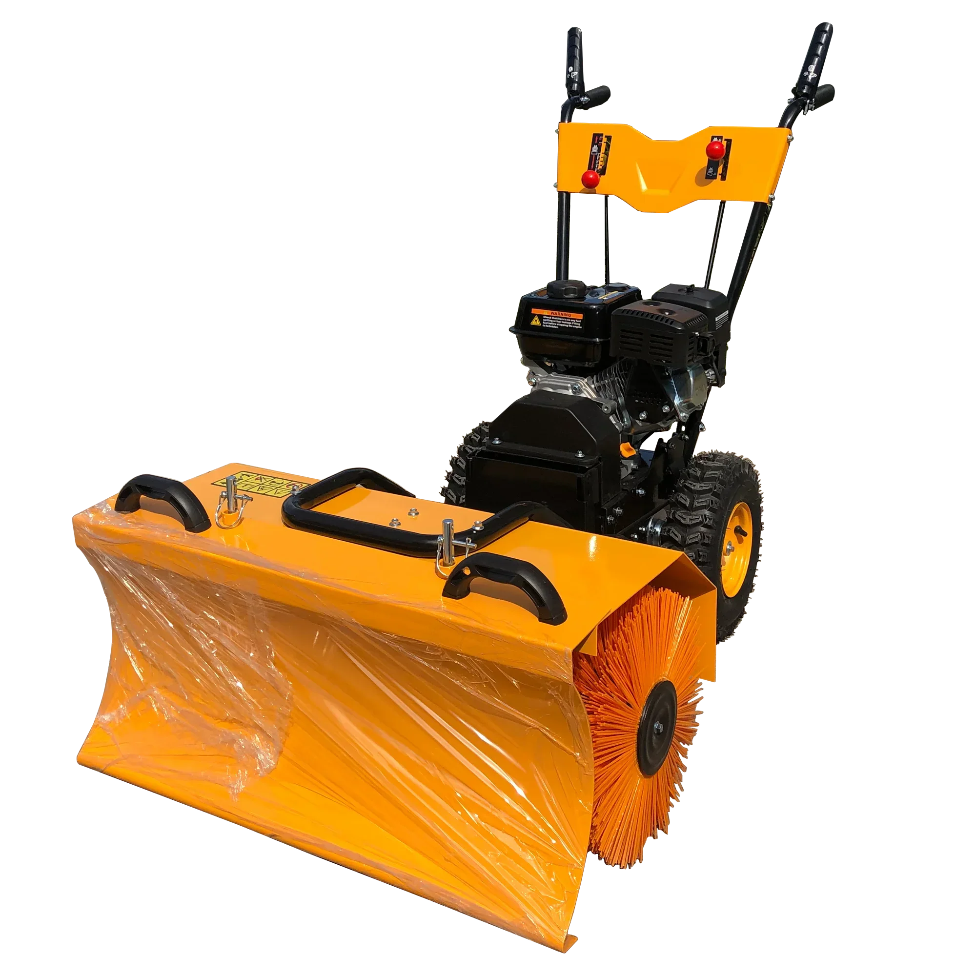 

Small snowplow driving Winter road sanitation tractor