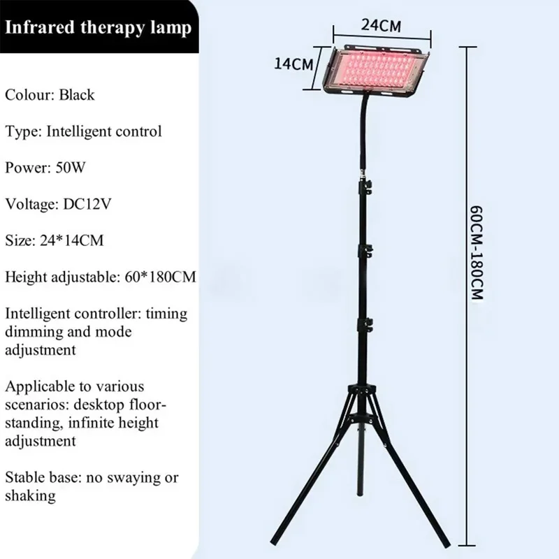 Infrared Therapy Lamp Led Beauty Lamp Red Light Therapy Lamp Infrared Light Therapy Adjustable Stand 660nm & 850nm Device For Body Pain Relief Skin Care