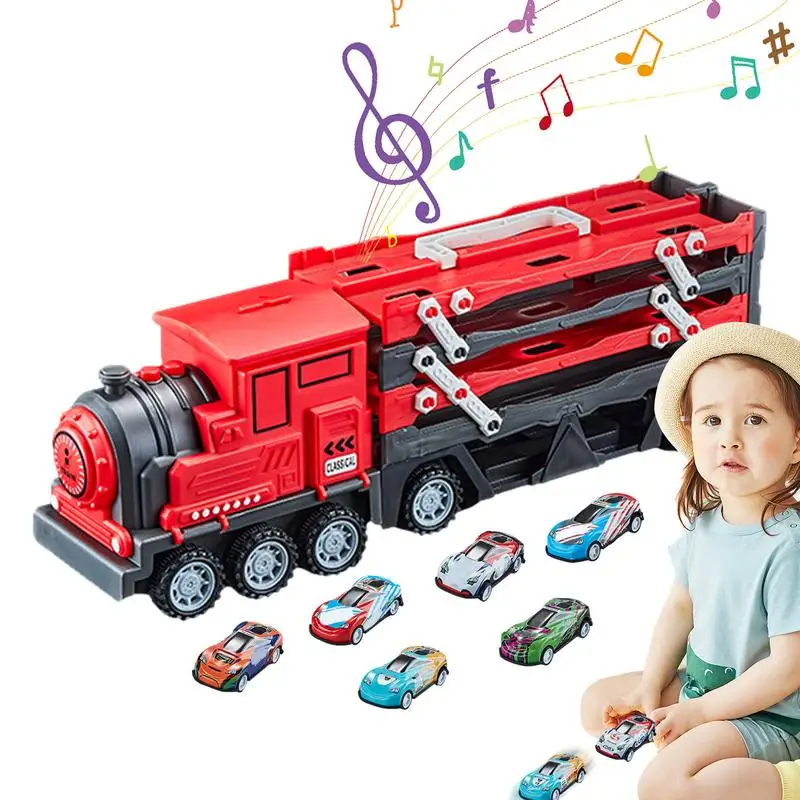 

Truck Ejection Toy Big Transport Truck Foldable Toy Ejection Truck Transport Car Carrier Launch Vehicles Play Set Sturdy