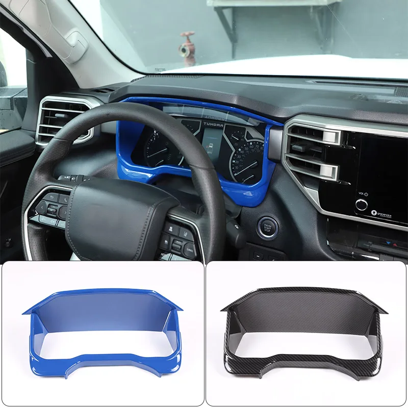 

For Toyota Tundra Sequoia 2022-23 ABS Carbon Fiber/Blue Dashboard Display Decorative Frame Interior Accessories Car Modification
