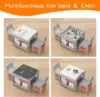 Kids Table and Chair Set,4-in-1 Wooden Activity Table with Blackboard, Whiteboard, Storage Drawer, Sturdy Safe Material, for Dra 4