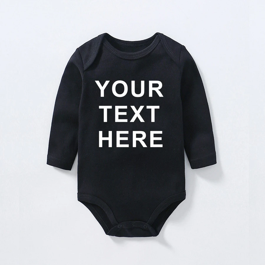 YOUR TEXT HERE Baby Romper Customize Newborn Baby Boy Girl Onesie Cotton Long Sleeve Infant Baby Winter Clothes 3