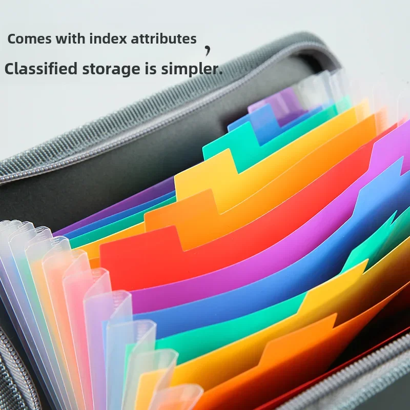 Portable Mini A6 Zipper Card Holder Colorful Accordion Style Document Storage Folder 13 Compartments For Receipts Business Cards