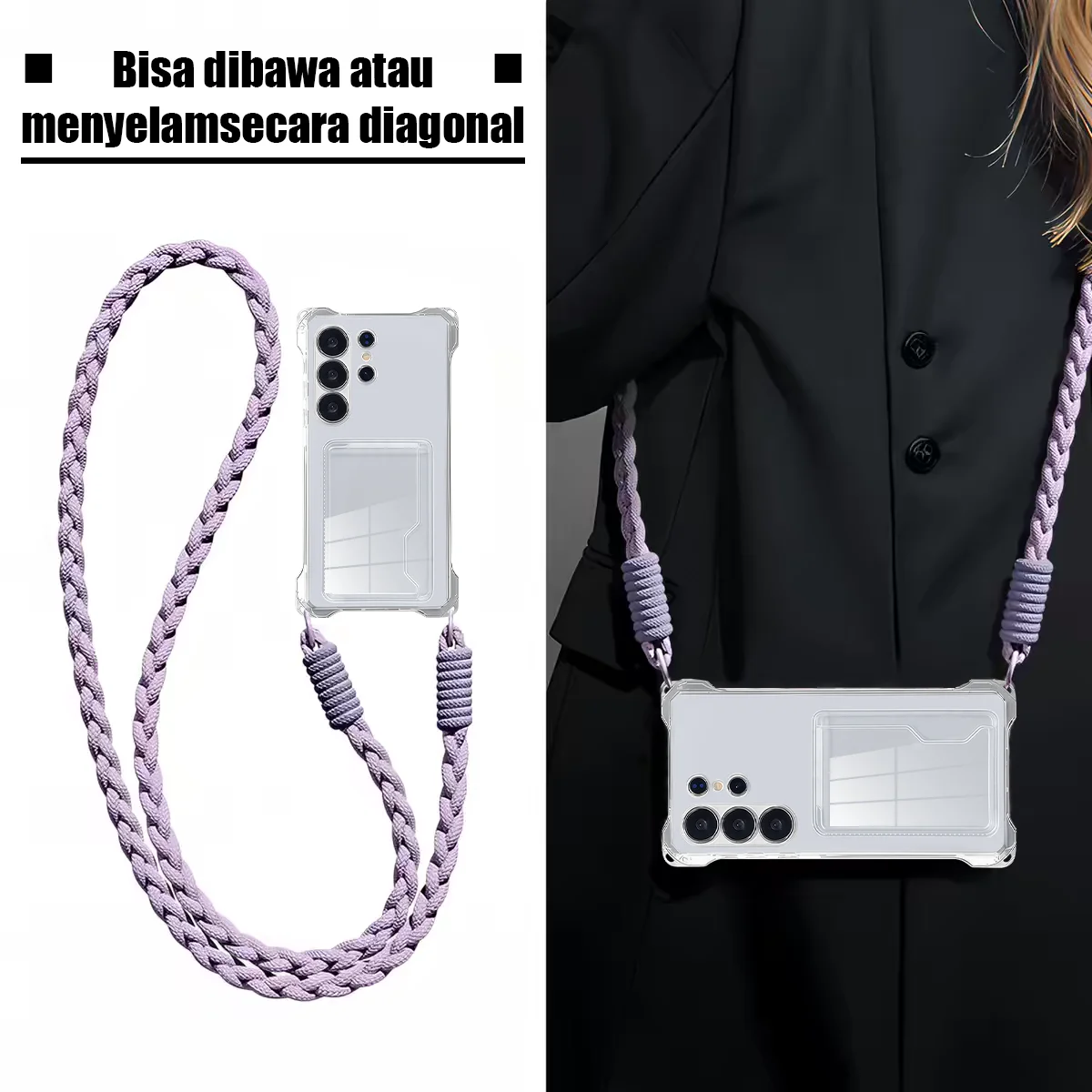Versatile Crossbody Lanyard with ID/Card Slot and Shock-Resistant Clear Case