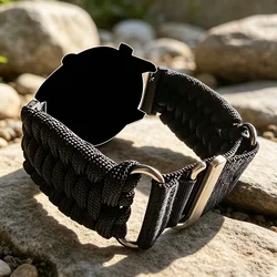 Outdoor Umbrella Rope Watch Strap - 22/20mm Bracelet Band - 22mm Watch Band (Black)