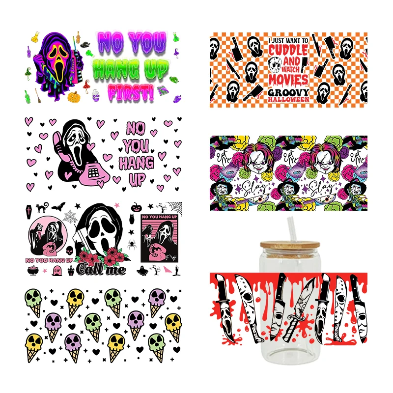 DTF Transfer Sticker UV DTF Transfer Sticker Halloween Theme For 16oz Libbey Glasses Wraps Cup Can DIY Waterproof Easy To Use Custom Decals D1410 dtf transfer sticker