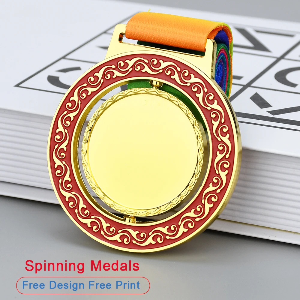 Creative Spinning Medals Blank Medal Customized Award Prize Gift Football Boxing Marathon Generic Medals School Sports Souvenirs