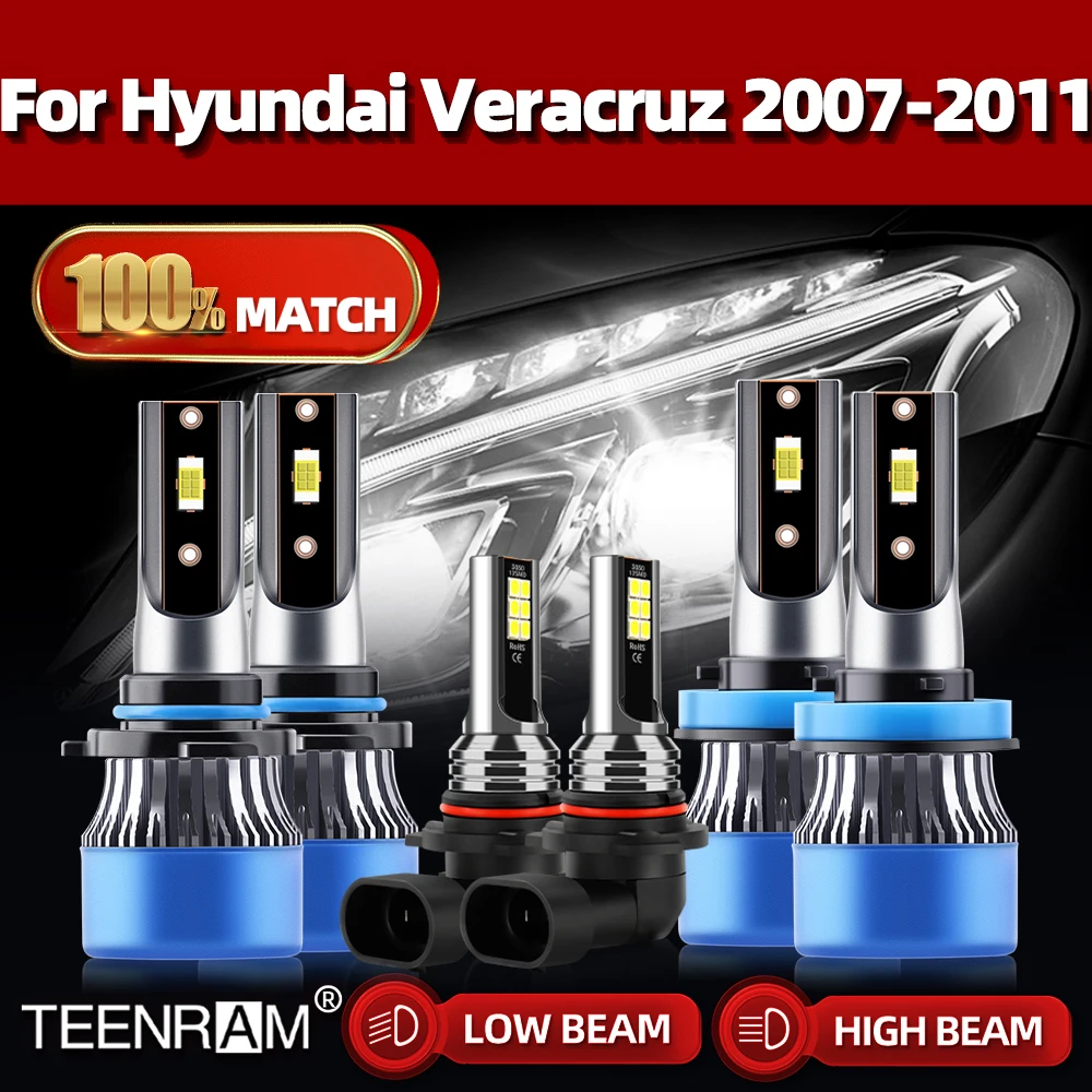 

Canbus LED Headlight Bulbs 360W High Low Beam Auto Lamp 12V 6000K Car Fog Light For Hyundai Veracruz 2007 2008 2009 2010 2011