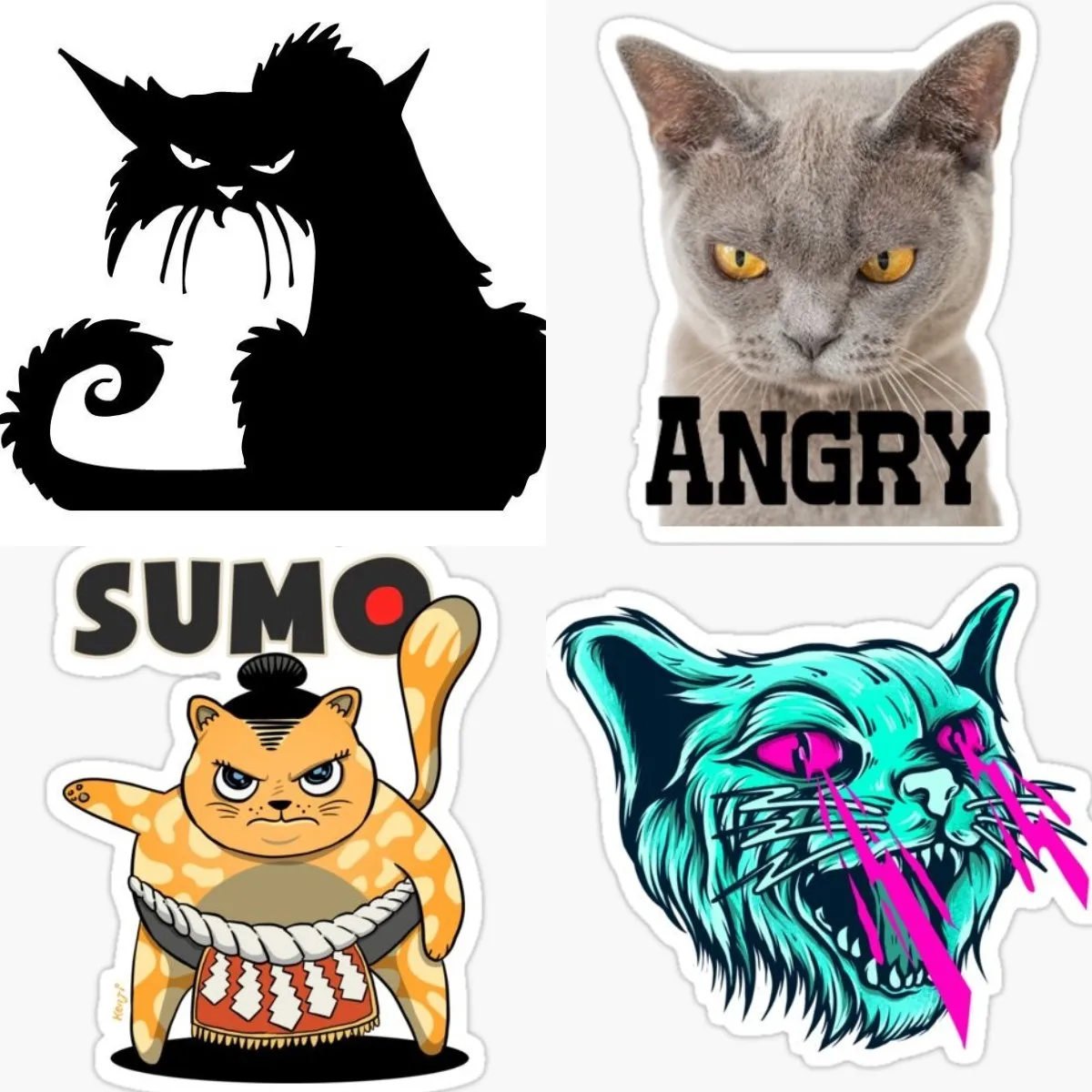 

Grumpy Angry Scowling Cat 3DAnimal Car Sticker Automobiles Motorcycles Exterior Accessories Vinyl Decals Car Door Protector