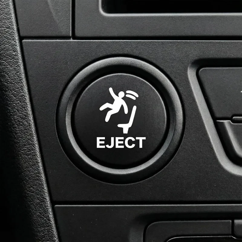 Humorous Waterproof Pop-Up Eject Button Sticker - PET Interior Decal