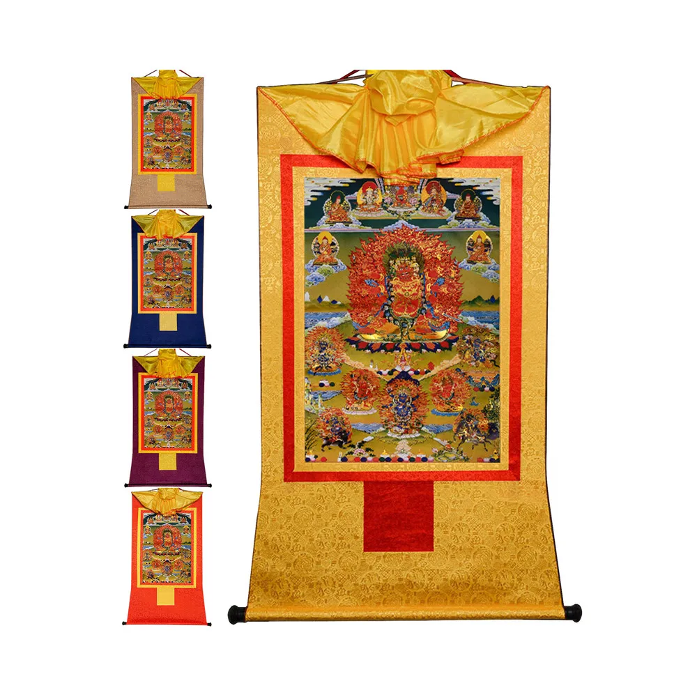 

Gandhanra Bronzing Printed Thangka Art - Hayagriva Thangka,Hand Framed Tibetan Buddhist Thangka