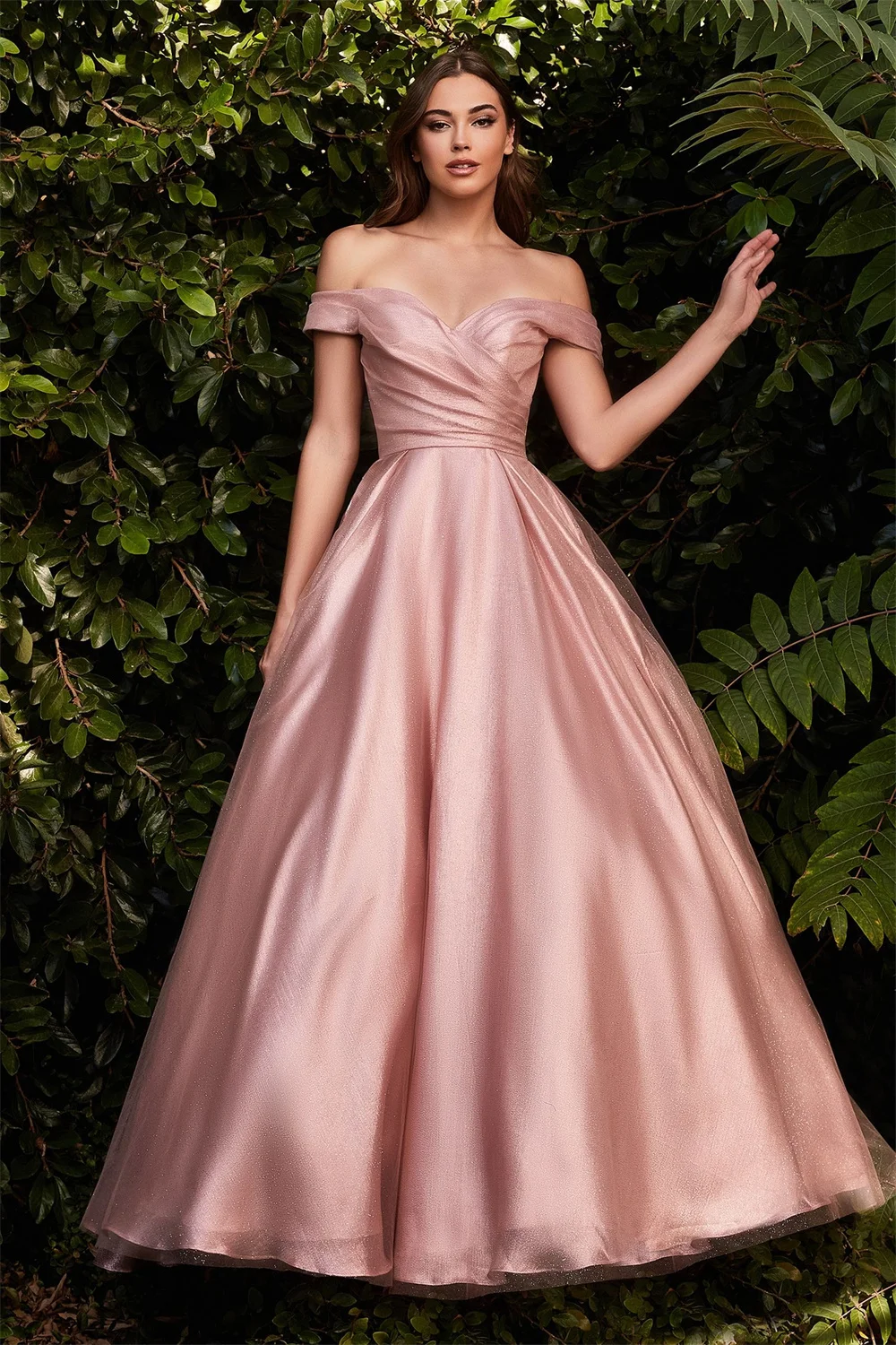 Off-the-shoulder Sweetheart Ball-gown Evening Dresses Pleated Corset Sleeveless Backless Prom Gown Sparkly Long Formal Ball Gown