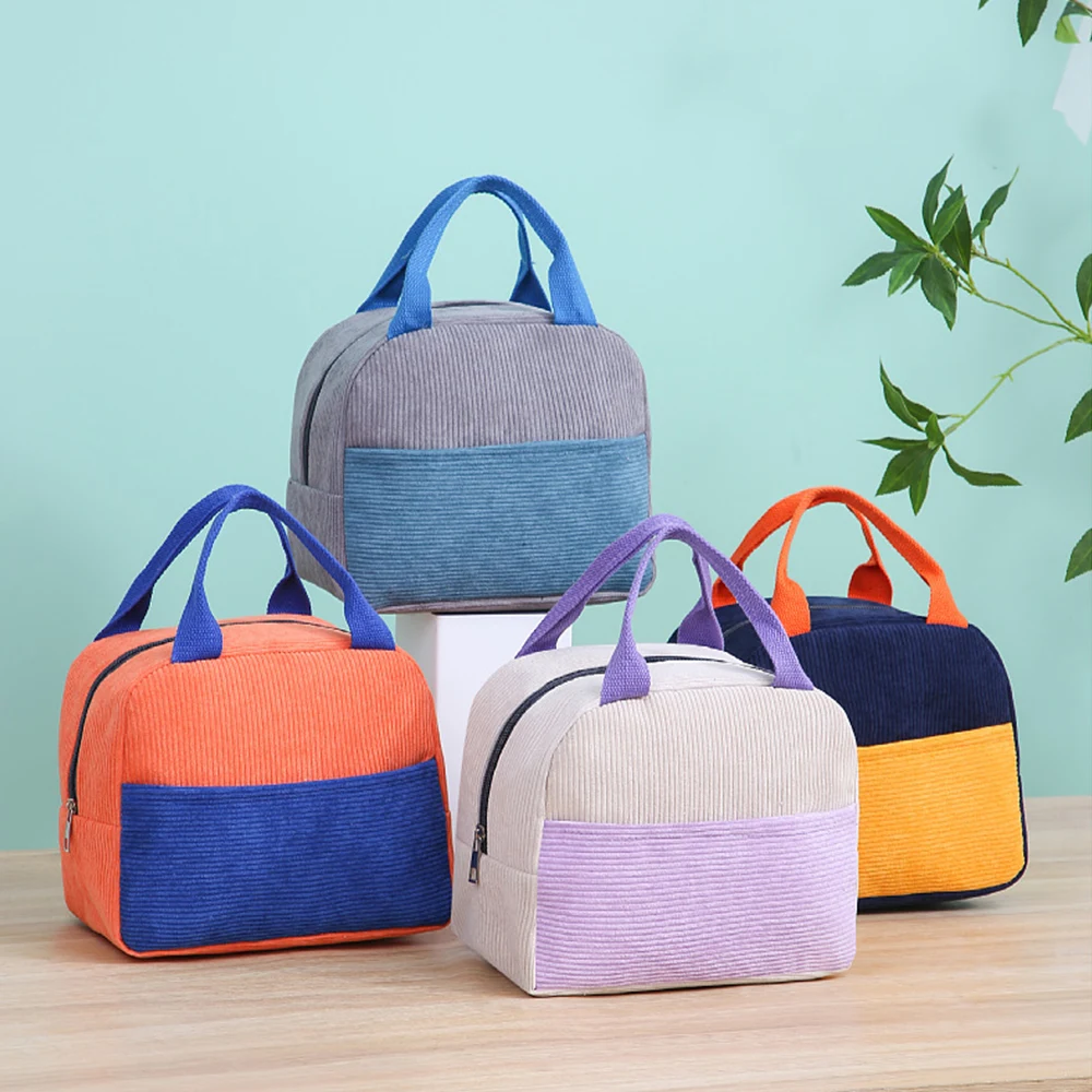 

Вельветовая цветная изоляционная сумка, вместительная сумка для кемпинга, коробка для хранения пищевых продуктов из алюминиевой пленки, портативная изоляционная сумка бэнто