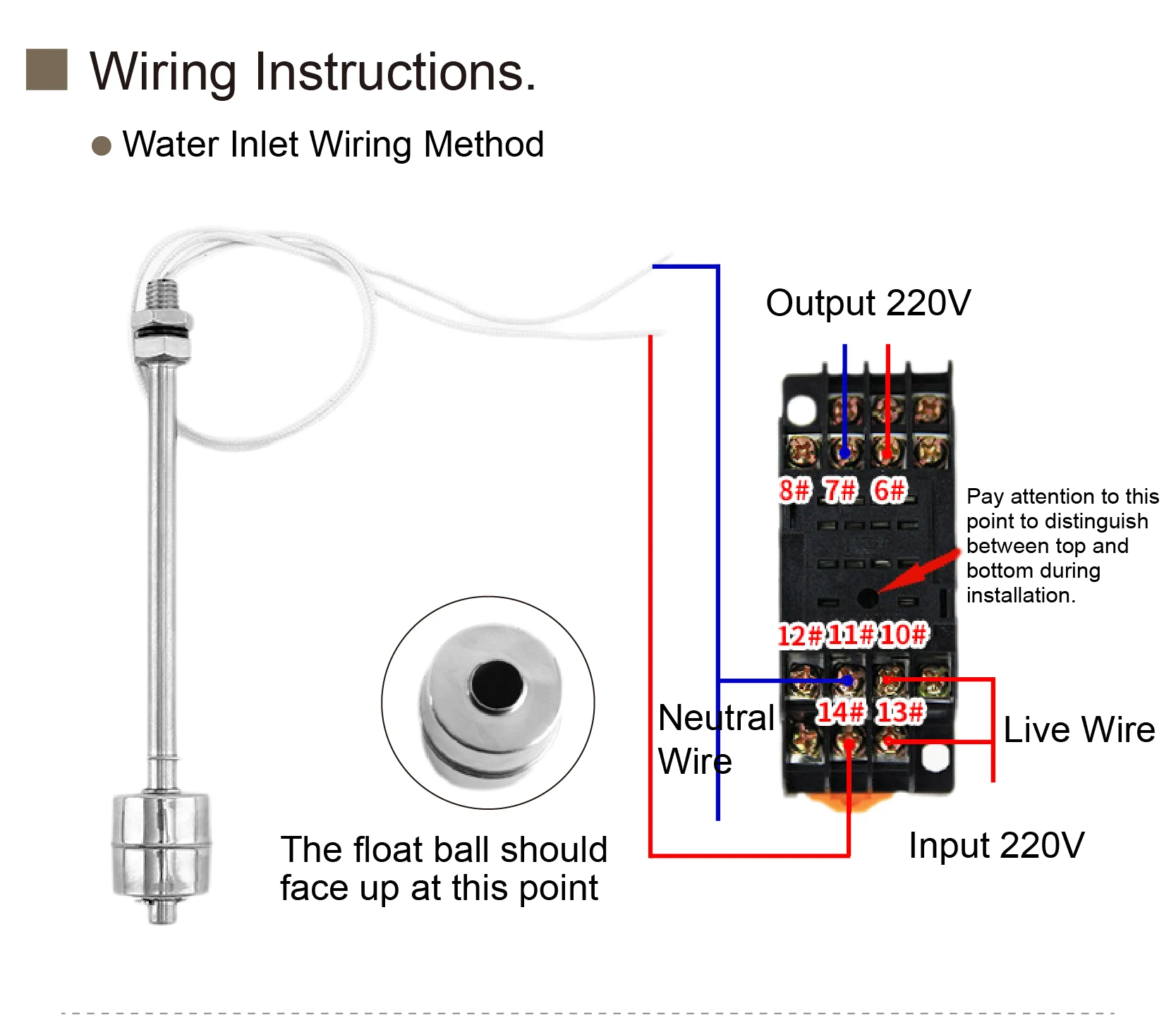 AC110V AC220V Float Level Switch 304 Stainless Steel Liquid Water Tank Sensor Ve