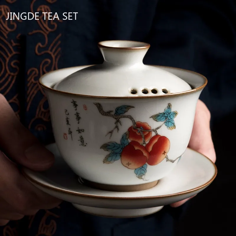 

Chinese Traditions Ceramic Gaiwan Handmade Ice Cracked Glaze Cover Bowl Household Filter Tea Bowl Boutique Tea Set Accessories