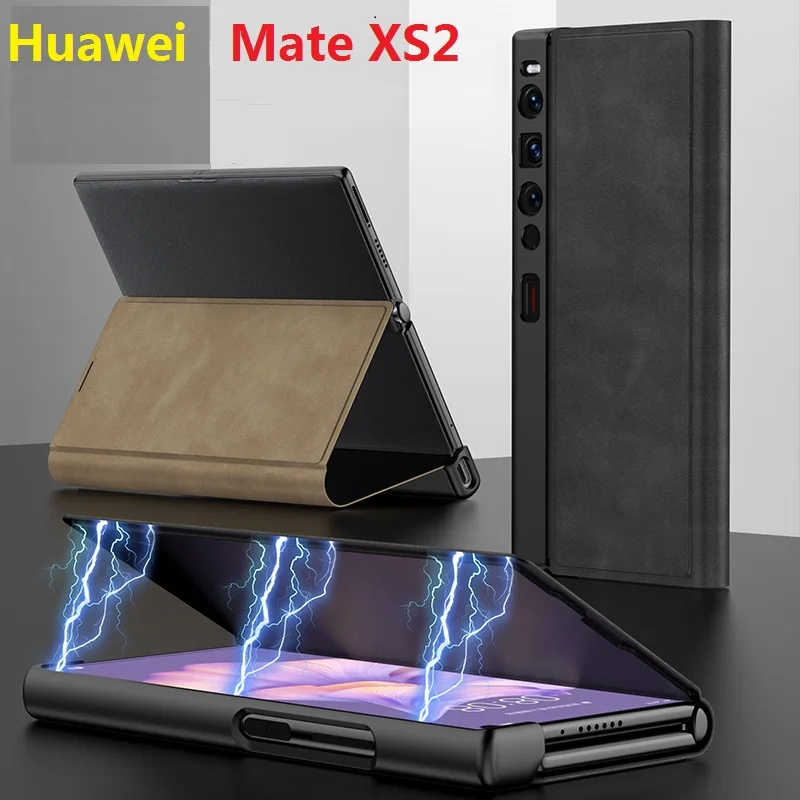 Huawei Mate xs 2 xs2用磁気フラップレザーウォレットケース - AliExpress