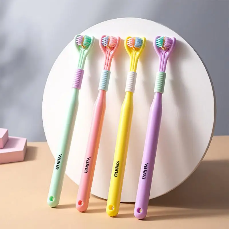 Adult Three-head Toothbrush V-shaped Bag Brush Head Soft Bristle Toothbrushes Oral Care Cleaning Tongue Coating Toothbrush