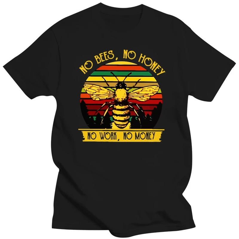 No Bees No Honey No Work No Money Maglietta Vintage Da Uomo In Cotone Nero S 4Xl