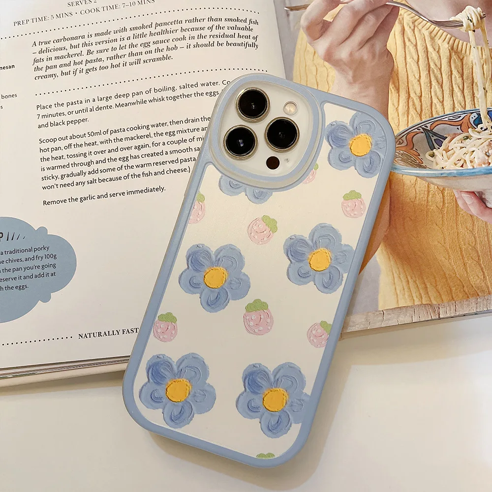 Cartoon süß für iPhone 15 Hülle 11 12 14Pro max 13 Mini 7 8Plus SE 2020 XR XS X stoßfeste Softshell kleine Blumenhülle – Detail 29