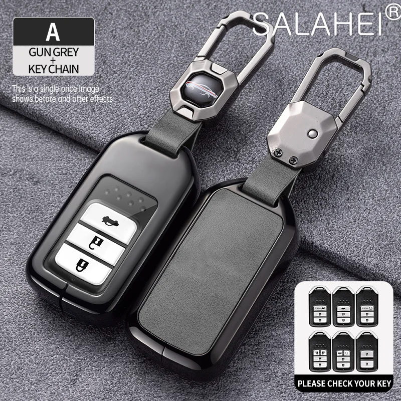 

Alloy Leather Remote Car Key Cover Case Shell For Honda Civic City Accord CRV CR-V Odyssey Vezel Jade Crider Fit Accessories