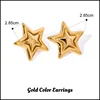 Star Stainless Steel Geometric Earrings Metal Smooth Temperament High Quality Polished Jewelry Waterproof 18K PVD Plated 5