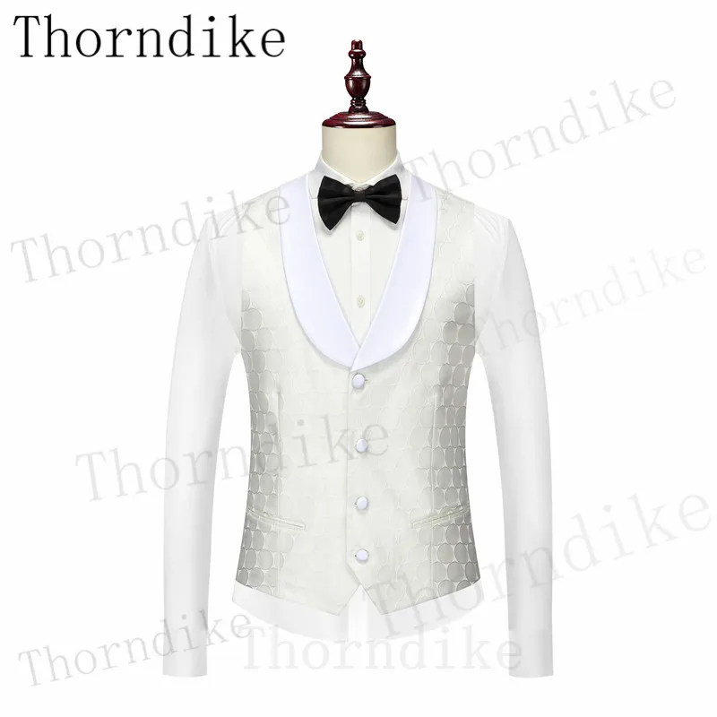 Men Thorndike Fashion Business Double Breasted Suit 3 Pieces Blazers Jacket Pants Trousers Slim Wedding