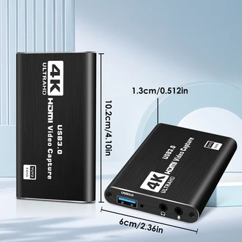 4K HDMI audio and video capture card with microphone and loop output 1080p 60fps suitable for gaming/live streaming/OBS/PS5/PC 2