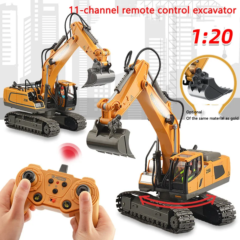 Hot BC1035 1/24 Alloy Remote Control Excavator Mini RC Excavator Model 11 Channel Excavator For Children RC Trucks Toys Gift 4