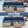 Outdoor Patio Furniture Sets, All-Weather Sectional Sofa with Tempered Glass Table, 3 Pieces Patio Wicker Couch for Garden 5