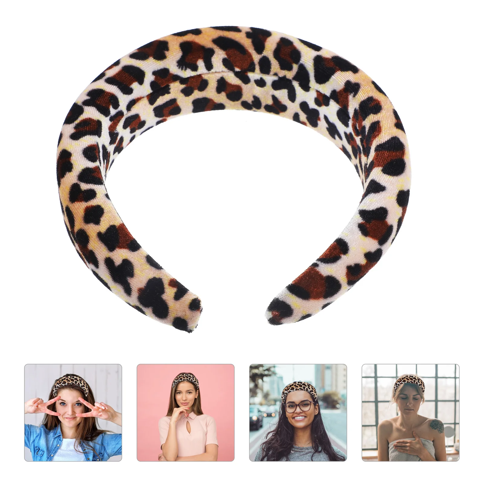 

Leopard Sponge Headband Hair Accessories for Women Ties Ladies Headbands Sponges Fluffy Short Adult