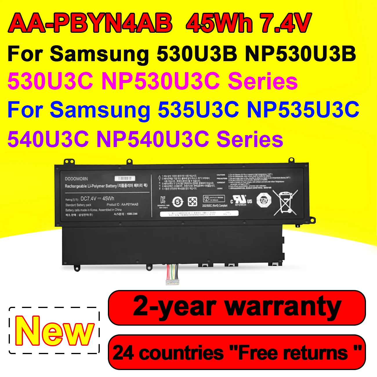 Аккумулятор для ноутбука Samsung 530U3 530U3B NP530U3B 530U3C NP530U3C 535U3C NP535U3C NP535U3C 540U3C NP540U3C Series 7,4 в 45 Вт/ч