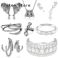 High Quality 2025 New Trend Fine Party Jewelry Sets Charm Black White Crystal Fashion Necklaces Bracelet Ring Earrings for Women