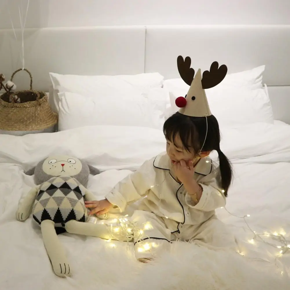 Christmas Hat Non Woven Fabric Decorative Tree Elk Xmas Party Cap for Kids Christmas Hats