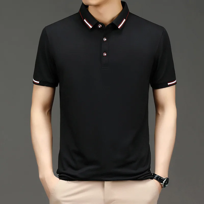 

2022 New Fashion Mens Polo Shirts with Short Sleeve Summer Cool Shirt Solid Korean Style Polo Shirt Loose Fit Clothing Homme